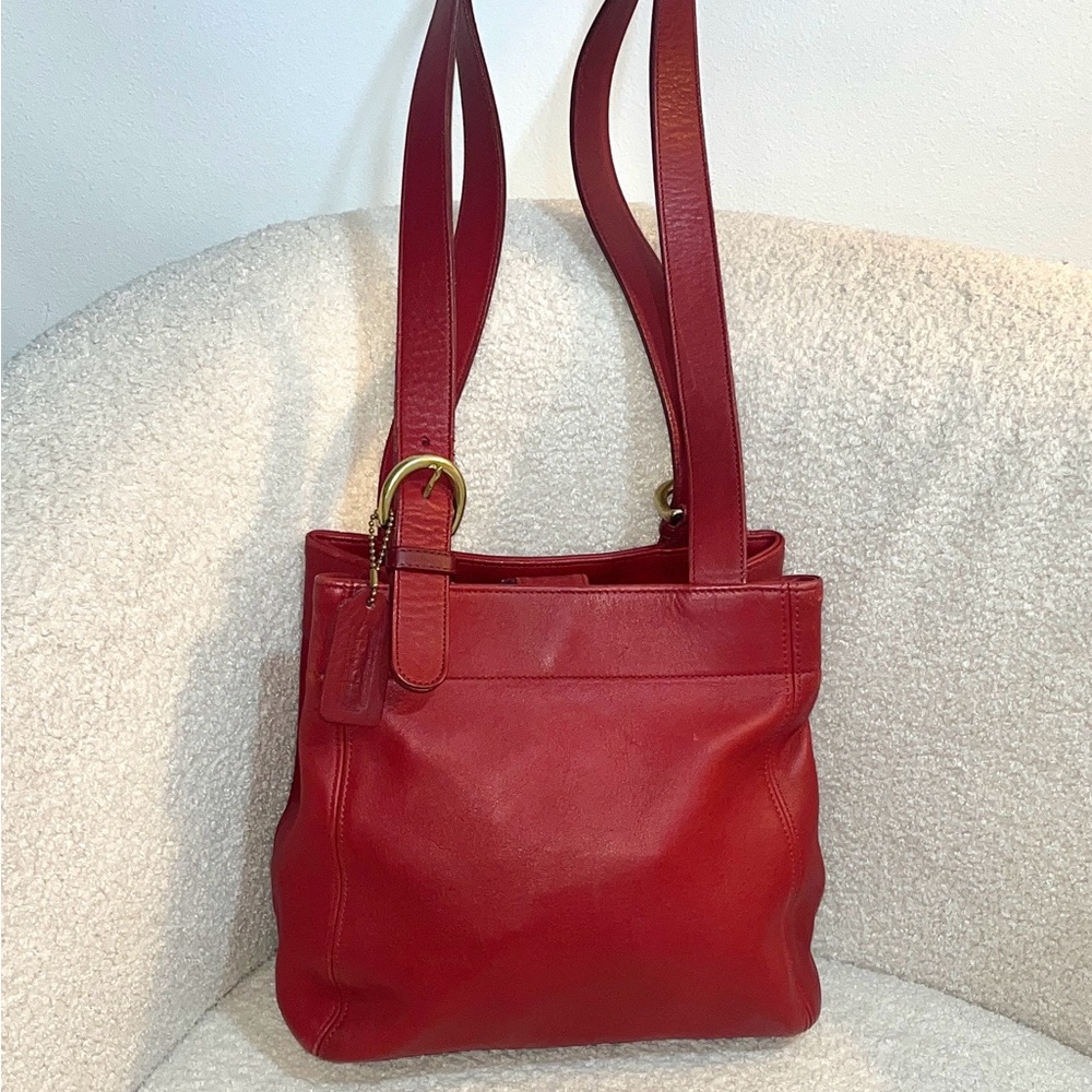 Coach Vintage Red Waverly Soho Buckle Tote Shoulder Bag 4157 Classic Gold